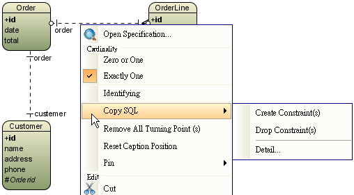 Copy SQL Statements from Relationships Menu