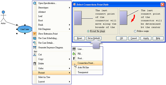 Connection Point Style Menu