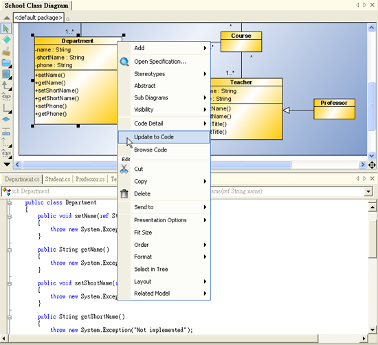 Update Code in SDE for Visual Studio&reg; .NET™