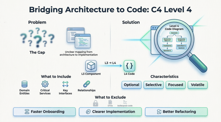 C4 Model: Drilling Down from Level 3 (Component) to Level 4 (Code) in Visual Paradigm