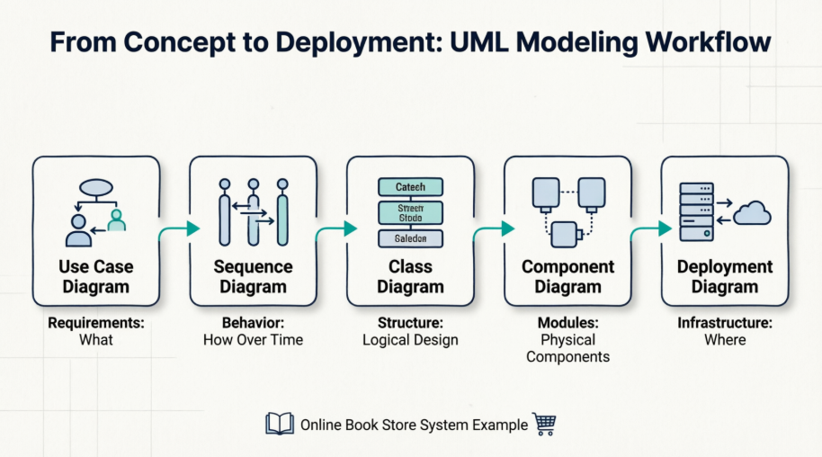 A Complete UML Modeling Guide for an Online Book Store System