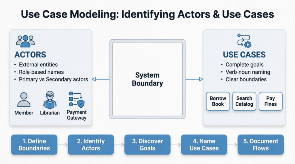 A Comprehensive Tutorial on Identifying Actors and Use Cases