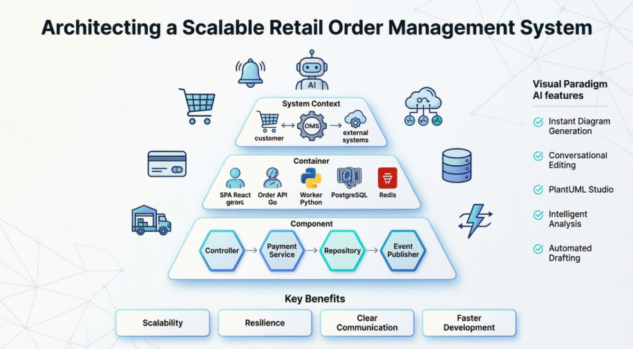 Architecting a Scalable Retail Order Management System: A Practical Guide Using C4 Modeling and Visual Paradigm’s AI Tools
