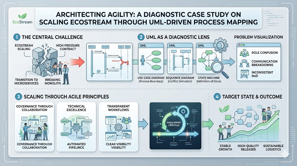 Architecting Agility: A Diagnostic Case Study on Scaling EcoStream through UML-Driven Process Mapping