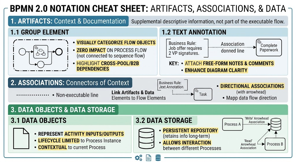 Beyond the Flow: A Comprehensive Guide to BPMN Artifacts, Data Objects, and Associations