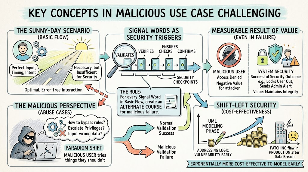 Beyond the Sunny Day: A Comprehensive Guide to Challenging UML Use Cases Against Malicious Actors
