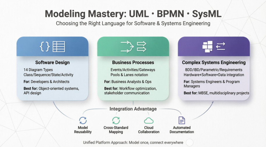 Case Study on UML, BPMN, and SysML Integration for Modern Engineering Teams
