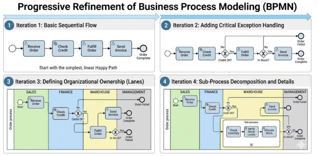 Case Study: Progressive Refinement of an Order Management Process Using BPMN 2.0
