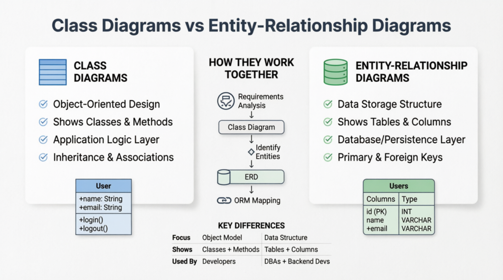 Class Diagrams vs ERDs: A Comprehensive Guide for Beginners