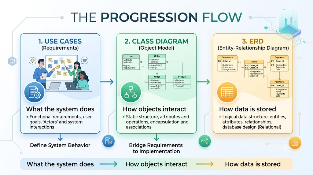 Comprehensive Guide: Use Cases → Class Diagram → ERD