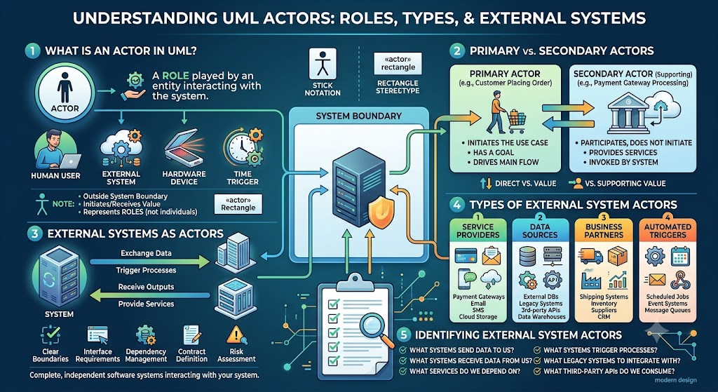 Understanding UML Actors: Roles, & External Systems by Visual Paradigm