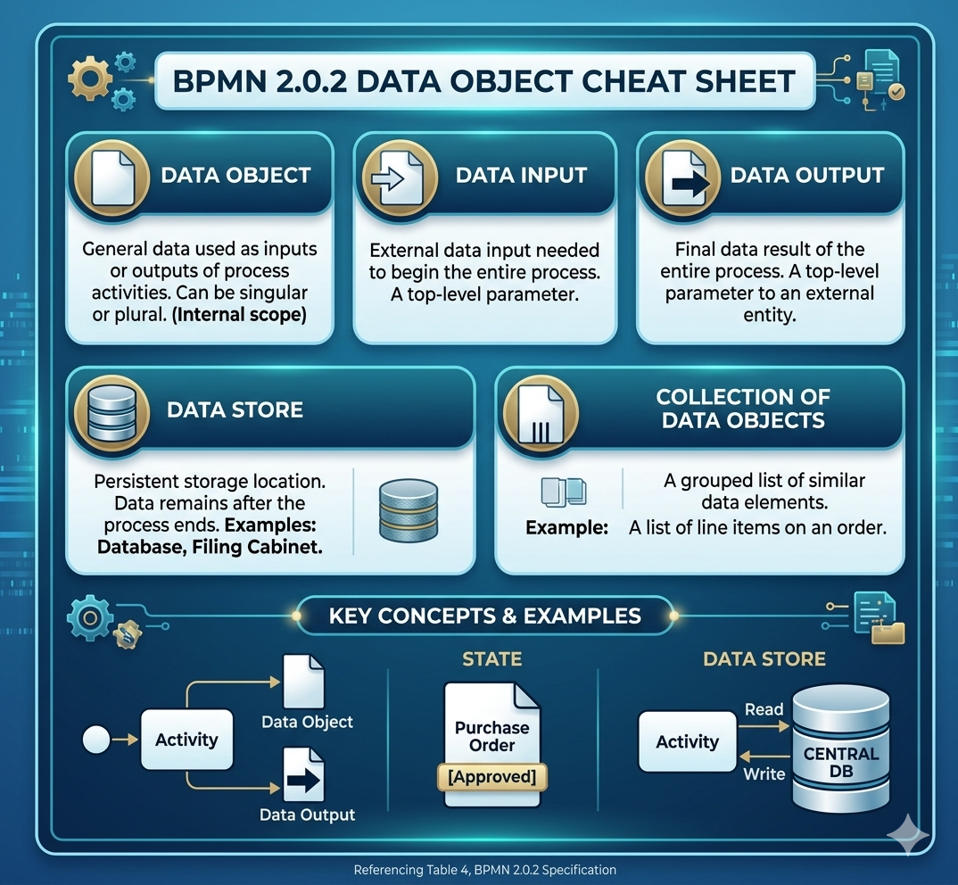 Visual Paradigm BPMN | Data Object Cheat Sheet