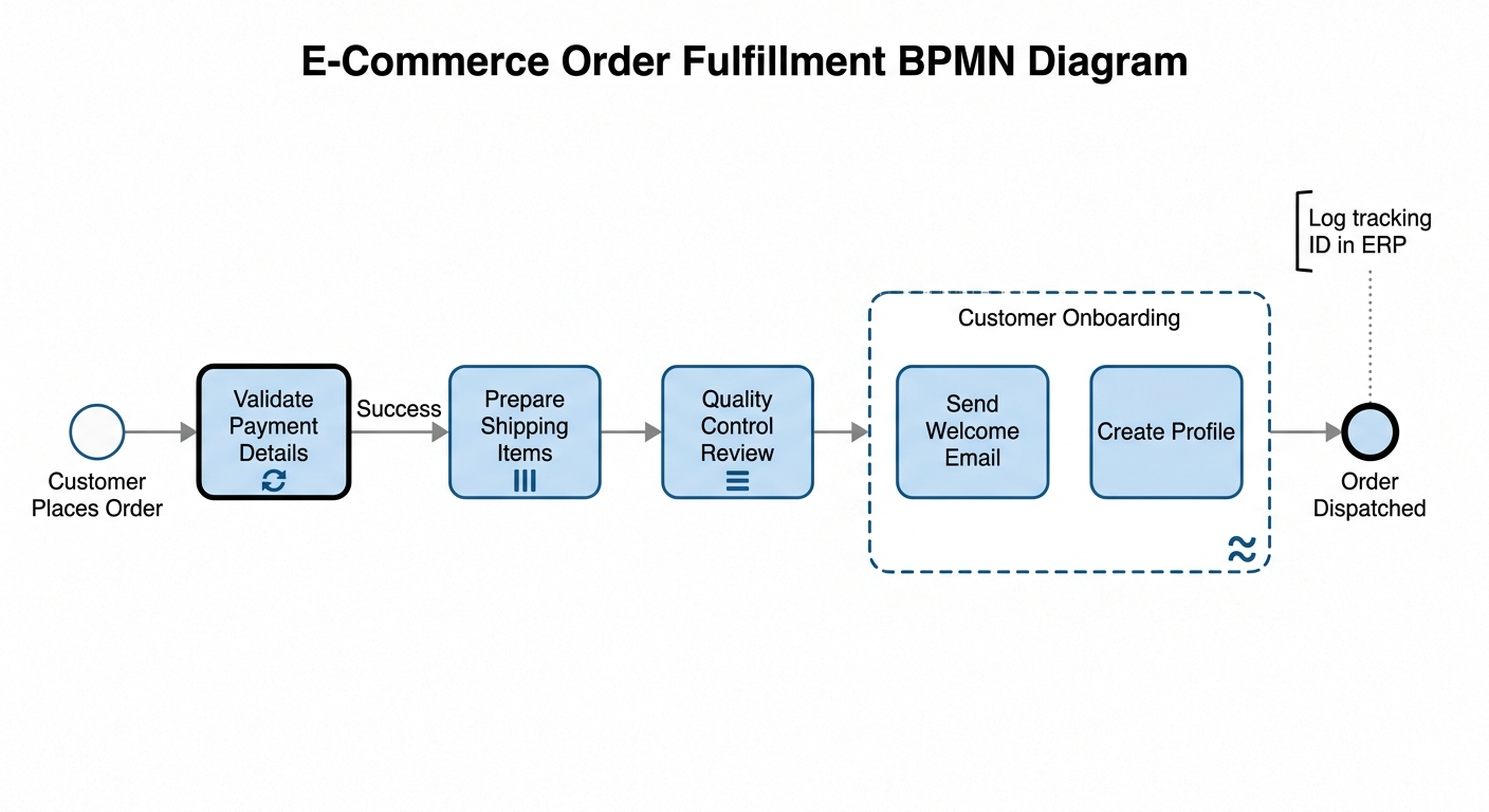 E-Commerce Order Fulfillment BPMN Diagram } Visual Paradigm BPMN & AI