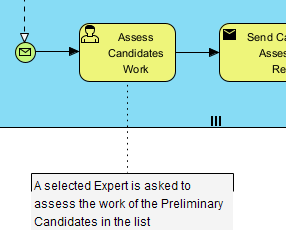 A BPMN task with an annotation marker