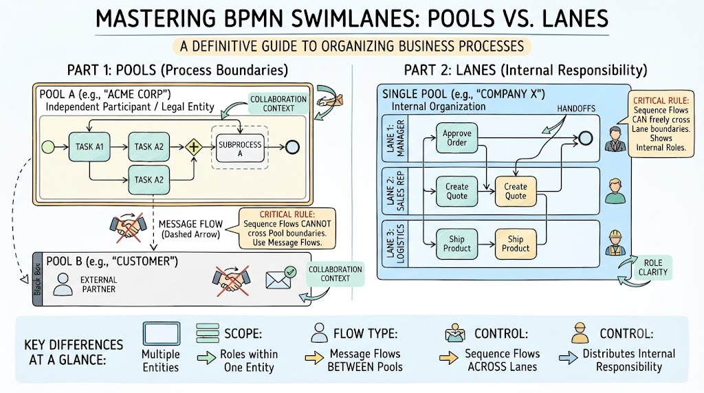 Mastering BPMN Pools and Lanes for Precision Process Modeling