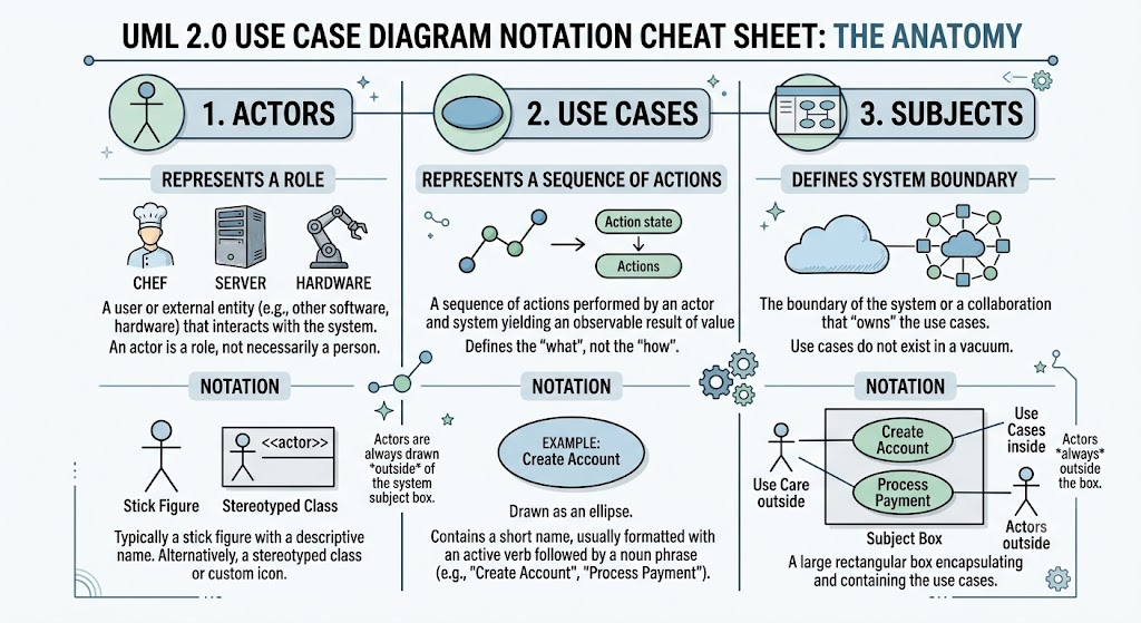 Visual Paradigm: UML 2.0 Use Case Diagram Notation Cheat Sheet