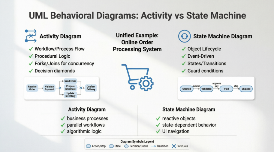Mastering UML Behavioral Diagrams: A Complete Guide to Activity and State Machine Diagrams with Practical Examples