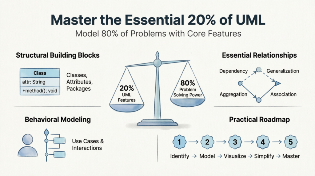 The 80/20 Rule of UML: Mastering the Essential 20% for Effective Software Design