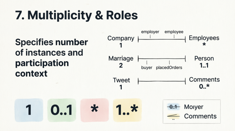 UML Multiplicity of Relationships & Roles