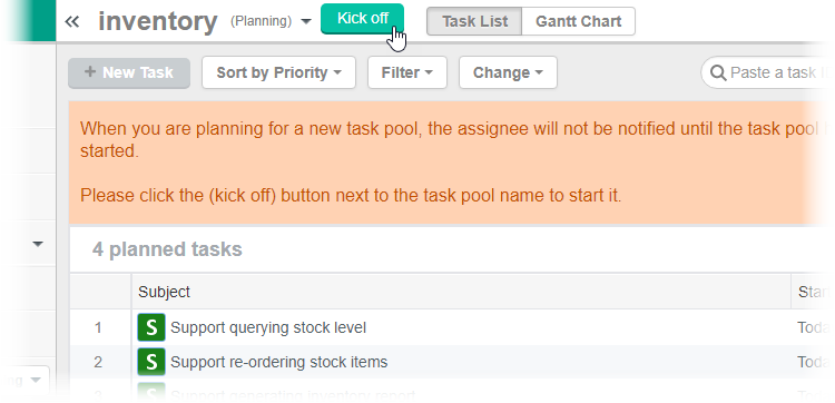 Kick-off Task Pool