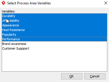 Select Process Area Variables